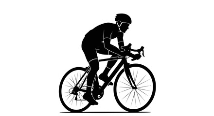 Fototapeta premium Cycling, bicycle, bike, rider, silhouette, black, athletic, sports, fitness, vector isolated on White Background