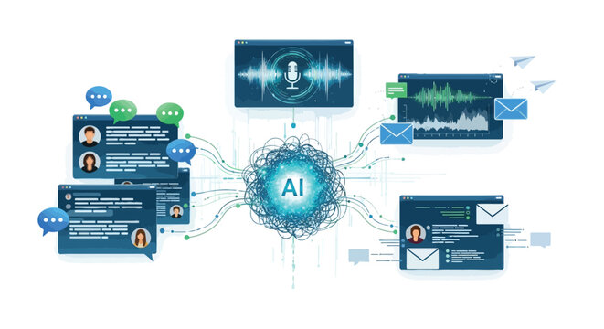 Artificial intelligence model processes various digital communications and data inputs seamlessly online