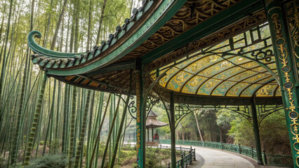 Obraz premium Ornate Pagoda in Bamboo Forest