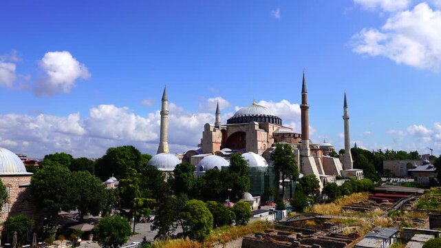 Aerial view of Hagia Sophia in Istanbul, Turkey.