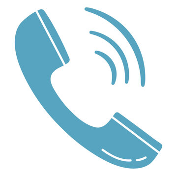Blue phone icon with a wave on it
