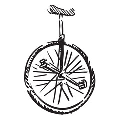 Black and white drawing of a unicycle © Vexels