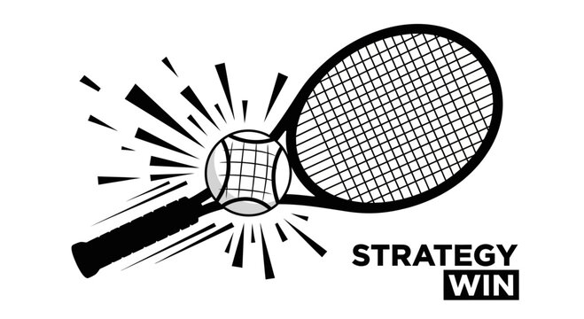 Dynamic Tennis Stroke Icon With Winning Strategy Message