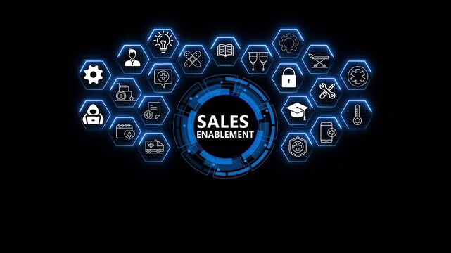 Next-Gen Technology Projector Featuring Sales Enablement, Digital Innovation, and Healthcare Solutions 4k animation video