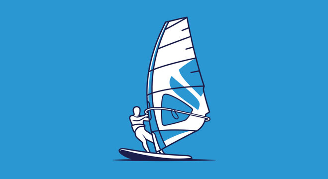 Dynamic Windsurfer In Action Minimalist Graphic Design