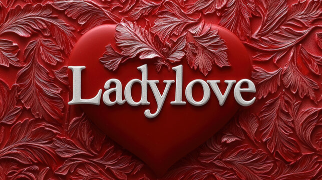 Text "Ladylove" in elegant calligraphy on a Valentine's card