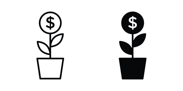 Investment tree icon on white background. linear pictogram. Flat symbols