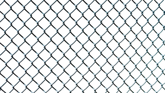 Isolated metallic wire mesh fence creating a diamond grid pattern for boundary or security