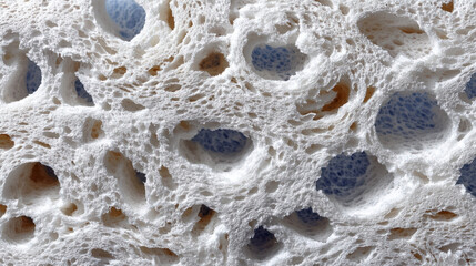 White sponge texture, porous surface