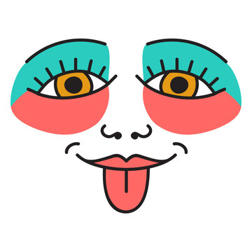 Cartoon face with a tongue sticking out
