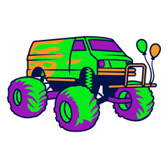 Image of a monster truck with balloons © Vexels