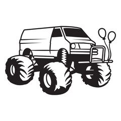 Black and white image of a monster truck © Vexels
