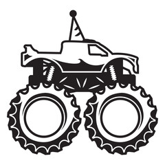 Black and white drawing of a monster truck © Vexels