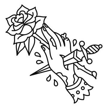 Dagger trespassing a hand tattoo