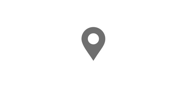 Location map pin pointer red icon 2d marker navigation symbol on transparent background.4K video animation.