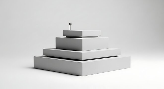 Minimalist 3D rendering of a simple, tiered cake with a single candle, ideal for celebrations, birthdays, or special occasions