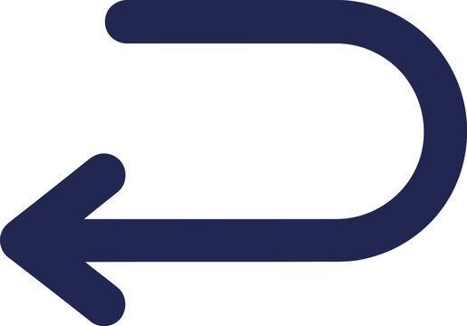 A minimalist dark blue u-turn arrow icon representing a reversal or return action in interface Vector