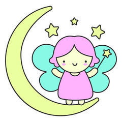 Fototapeta premium Little angel on the moon