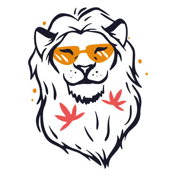 Fashion lion with yellow eyeglasses
