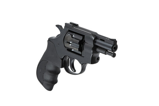 Tactical snub nose revolver weapon isolated
