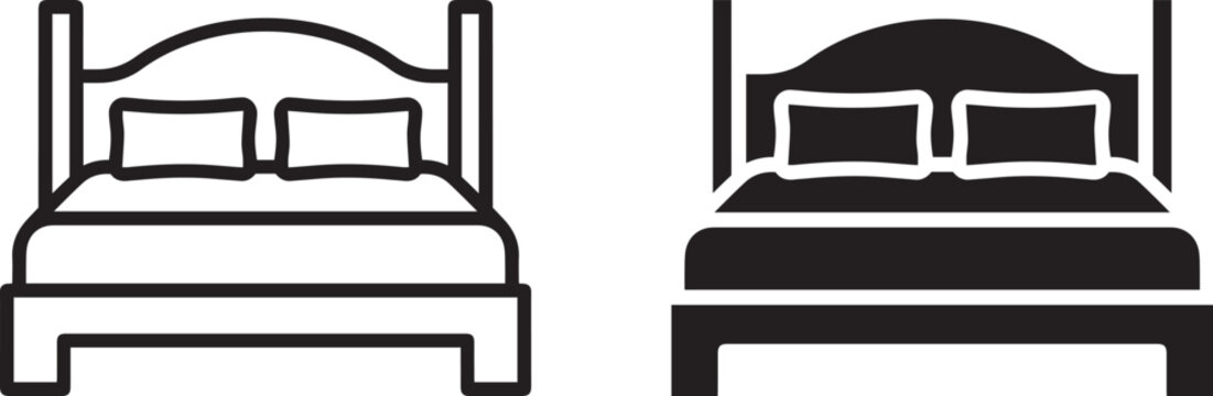 modern double bed flat design vector illustration