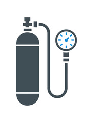 Obraz premium Vector of a scuba diving tank with a pressure gauge attached by a hose