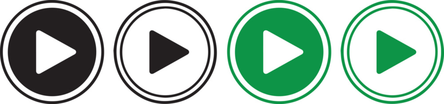 play button icons set flat design vector illustration