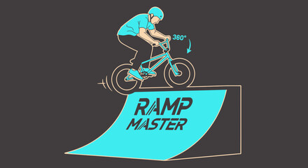 Naklejka premium Extreme Bmx Rider Performing A 360 Degree Jump Off A Ramp