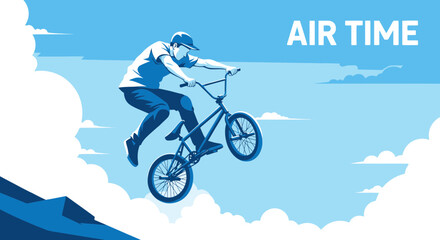 Naklejka premium Extreme Bmx Rider Soaring Through The Clouds In A Dynamic Aerial Stunt