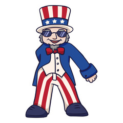 Naklejka premium Uncle Sam dancing cartoon