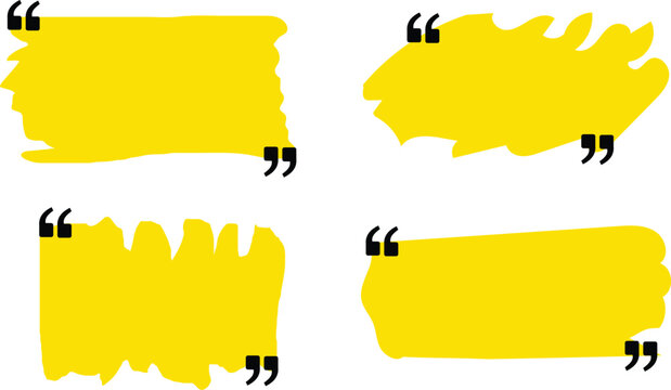 Yellow highlighter quote box and speech bubble set
