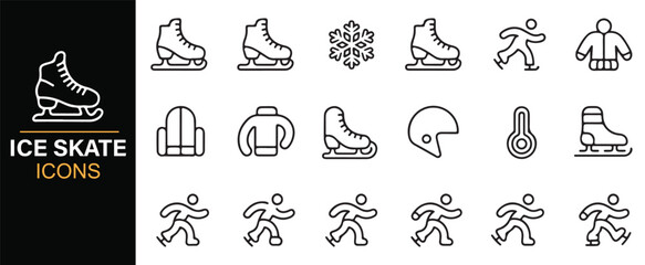 Fototapeta premium Ice skating activity and snow icons vector set