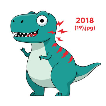 Cartoon Dinosaur Neck Pain Commercial Illustration