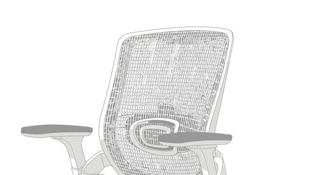 Minimalist Illustration of Ergonomic Office Chair Mesh Backrest