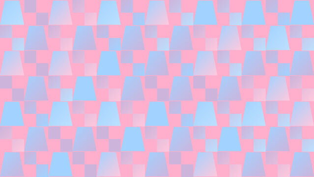 Pastel Pink and Blue Abstract Geometric Trapezoid Pattern