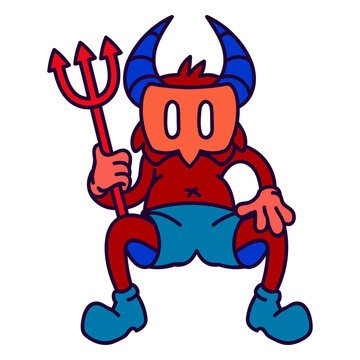 Devil costume in retro cartoon style