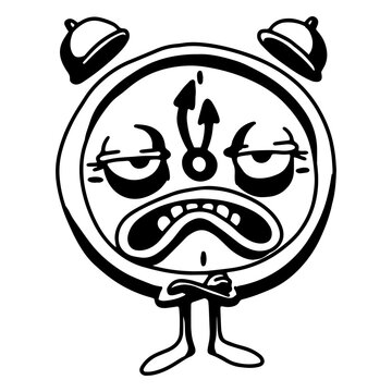 Angry clock cartoon waiting New Year
