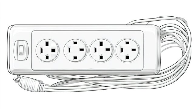 Power Strip with Four Outlets and Multiple Cables