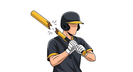 Obraz premium Frustrated Baseball Player With Broken Bat During Game