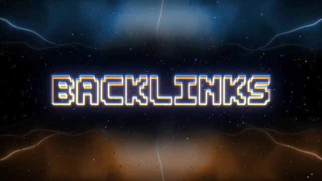 Backlinks Neon text with retro style background