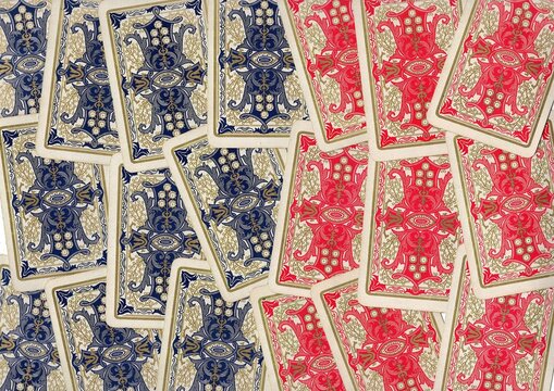 A montage of decorative vintage playing cards.