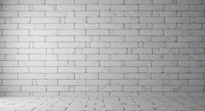 Clean, uniform white brick wall background showing rough texture and detailed mortar lines. Ideal for copy space or architectural concepts, rough, bright, room