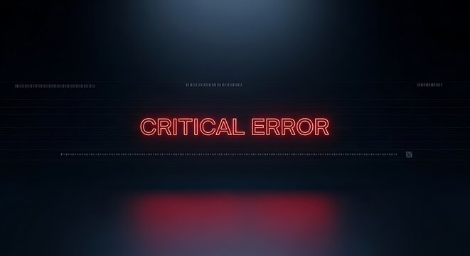 Critical error text in red glowing digital font on a dark background with critical computer technology.