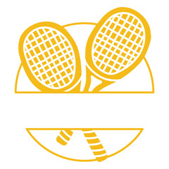 Obraz premium Two yellow tennis rackets badge