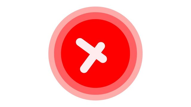 Red Error Cross Icon in Circle. Cancel, Close or Wrong Symbol UI Animation