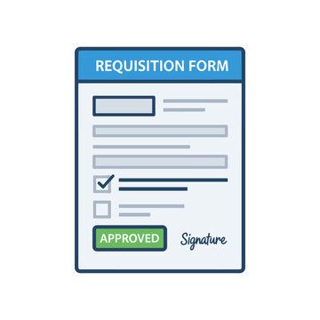 Requisition form for approved document with signature and checkbox for business approval process and official documentation.