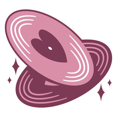 Pink heart shaped saturn icon © Vexels