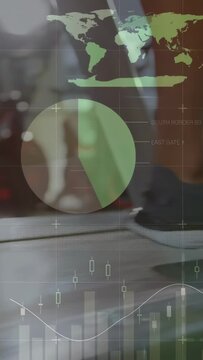 Vertical video: Woman running on treadmill foot landing starting step while gym HUD monitoring pace