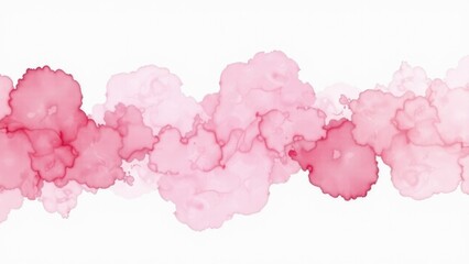 Fototapeta premium A beautiful watercolor painting of soft pink clouds against a pure white background, suitable for use in designs related to calmness and serenity