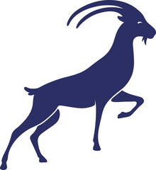 Fototapeta premium Standing Goat Silhouette. Elegant Ibex Style Animal Vector, Chinese Zodiac Year of the Goat 2027 Symbol for Logo and Branding.